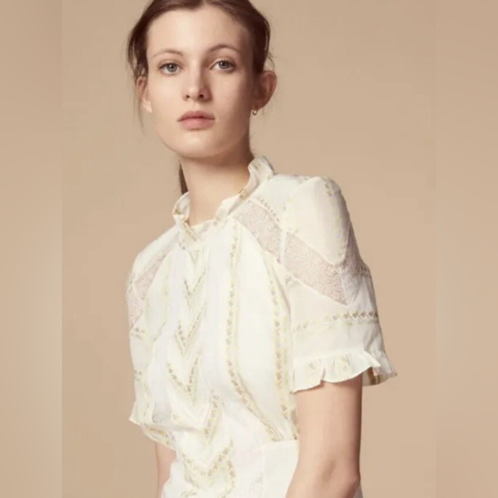 Sandro Paris - Mary Floral Embroidered Lace-inset Mini Dress